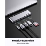 USB-C ჰაბი UGREEN CM380 (80856), Type-C, USB, HDMI, TF/SD, Grey - Image 2