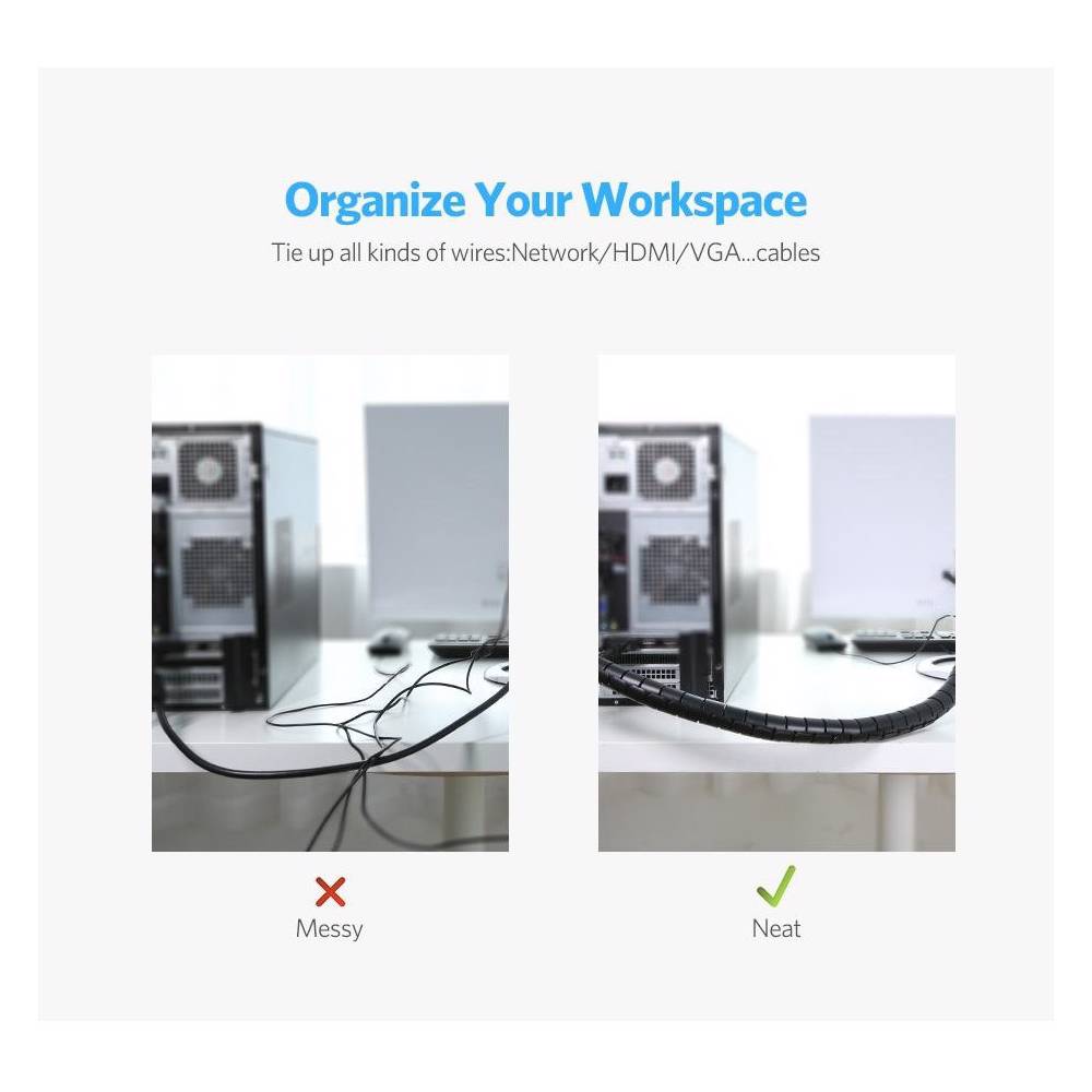 კაბელ მენეჯერი UGREEN LP121 (30820) Cable Organizer, 5m, Black - Image 7