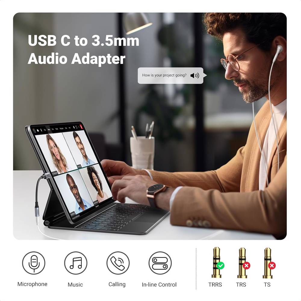 აუდიო ადაპტერი UGREEN 80154, Type-C to Aux 3.5mm Female Audio Adapter, 10cm, Space Gray - Image 11