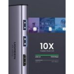 USB-C ჰაბი UGREEN CM511 (60384), 3xUSB 3.0, HDMI, TF/SD, PD, Gray - Image 3