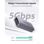 USB ადაპტერი UGREEN US381 (20119) USB 3.0 Type A Female to Female Adapter, Gray - Image 4