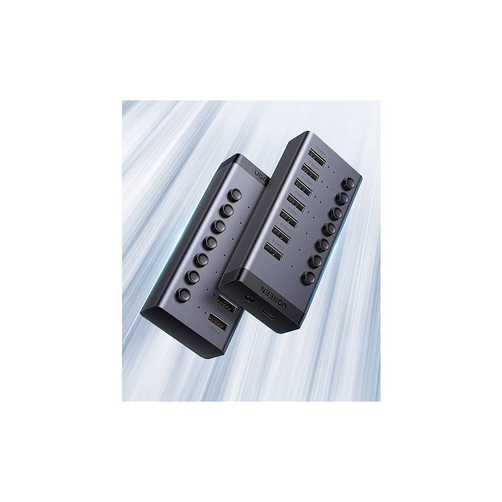 USB ჰაბი UGREEN CM481 (90307) USB 3.0 Hub With 7 Ports USB-A 12V 2A, Gray - Image 2