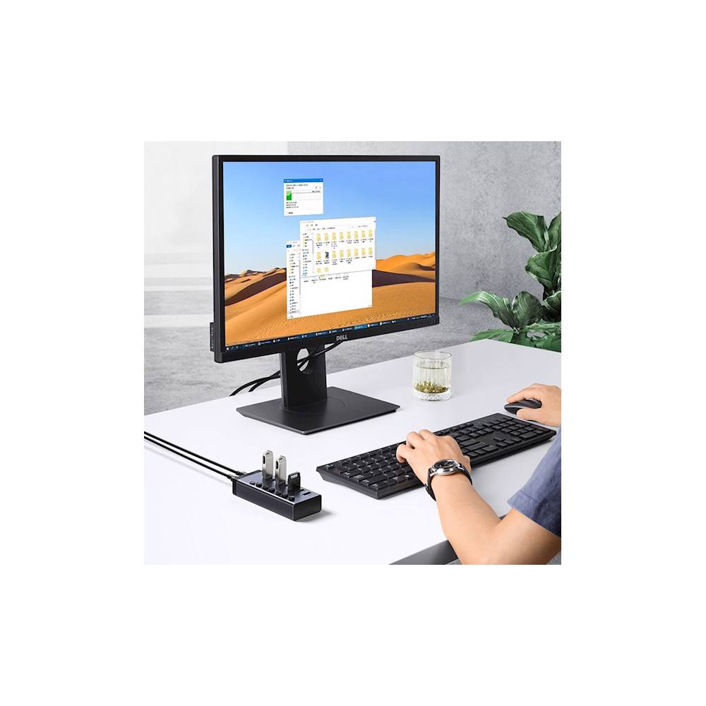 USB ჰაბი UGREEN CM481 (90307) USB 3.0 Hub With 7 Ports USB-A 12V 2A, Gray - Image 4