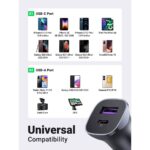 მანქანის დამტენი UGREEN CD130 (40858), 30W, USB, Type-c, Space Gray - Image 4