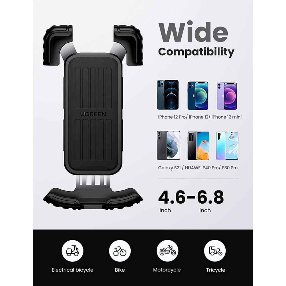 მობილურის დამჭერი UGREEN LP494 (60548), Bike Mount Phone Holder, Black - Image 2
