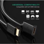 HDMI კაბელი UGREEN HD107 (10142), HDMI Male to Female Cable, 2m, Black - Image 5