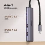 USB-C ჰაბი UGREEN CM473 (15395), Type-C, USB, Hub, Grey - Image 4