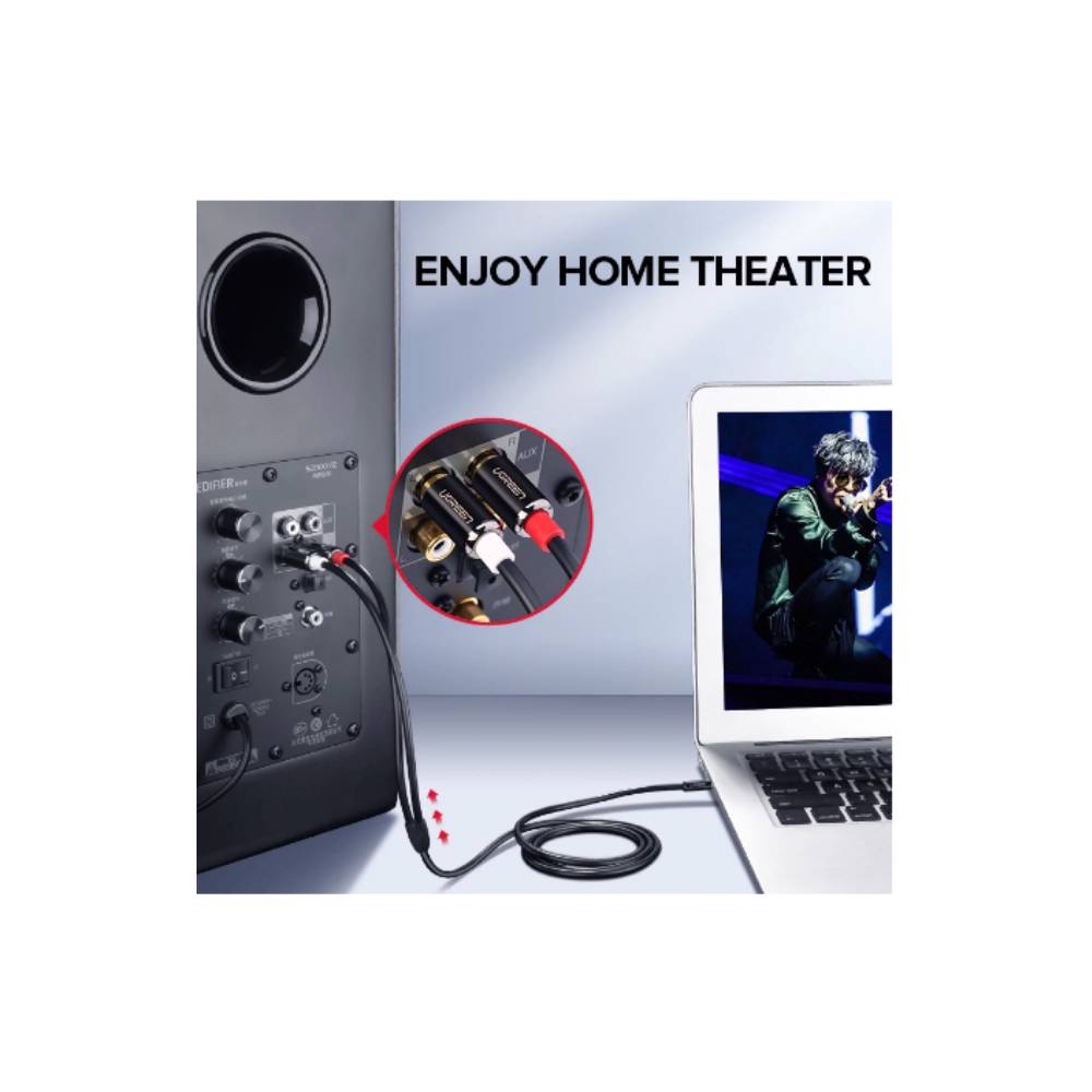 აუდიო კაბელი UGREEN AV116 (10590), 3.5mm Male To 2Rca Male Cable, 3m, Black - Image 6