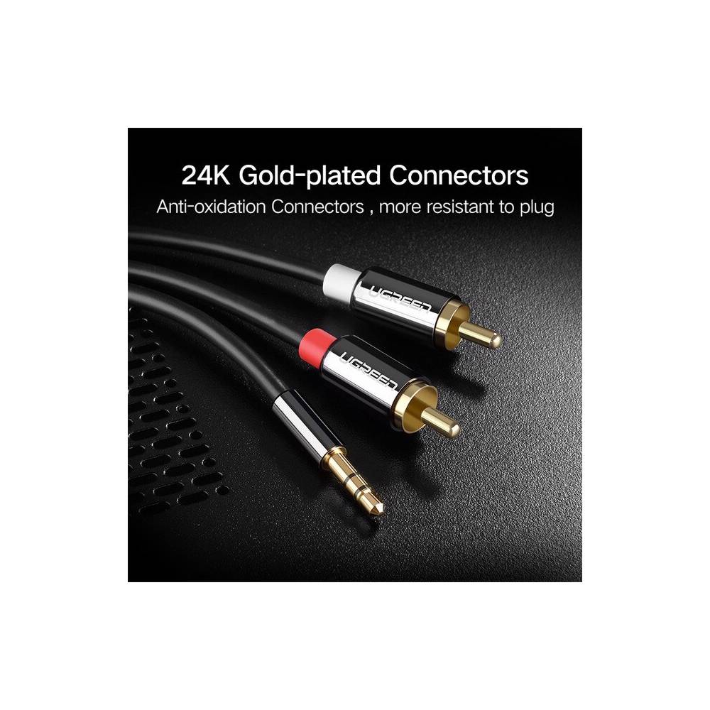 აუდიო კაბელი UGREEN AV116 (10590), 3.5mm Male To 2Rca Male Cable, 3m, Black - Image 8