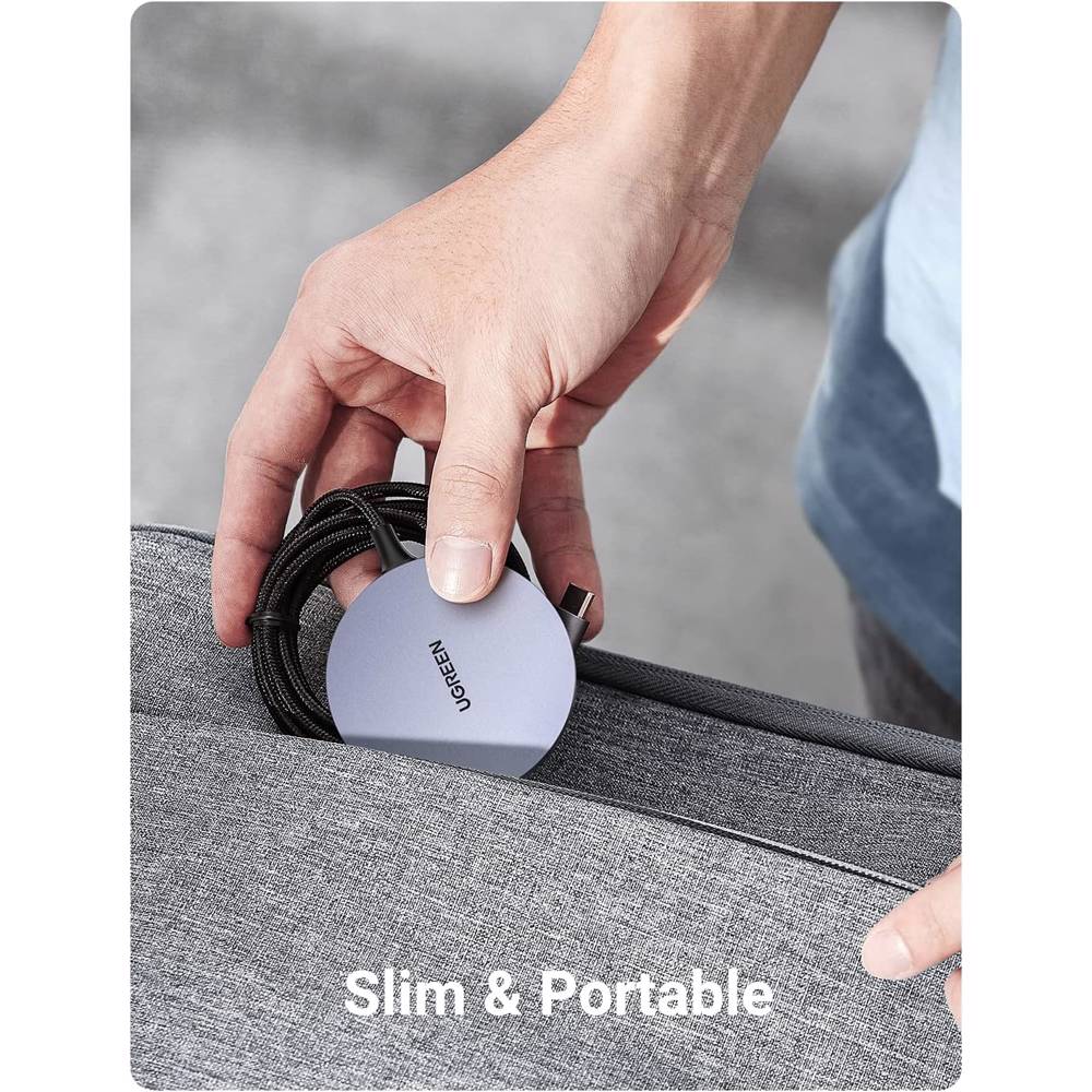 უსადენო დამტენი UGREEN CD245 (30233), MFI MagSafe 15W, Type-C to Magnetic Wireless Charger, Gray - Image 4