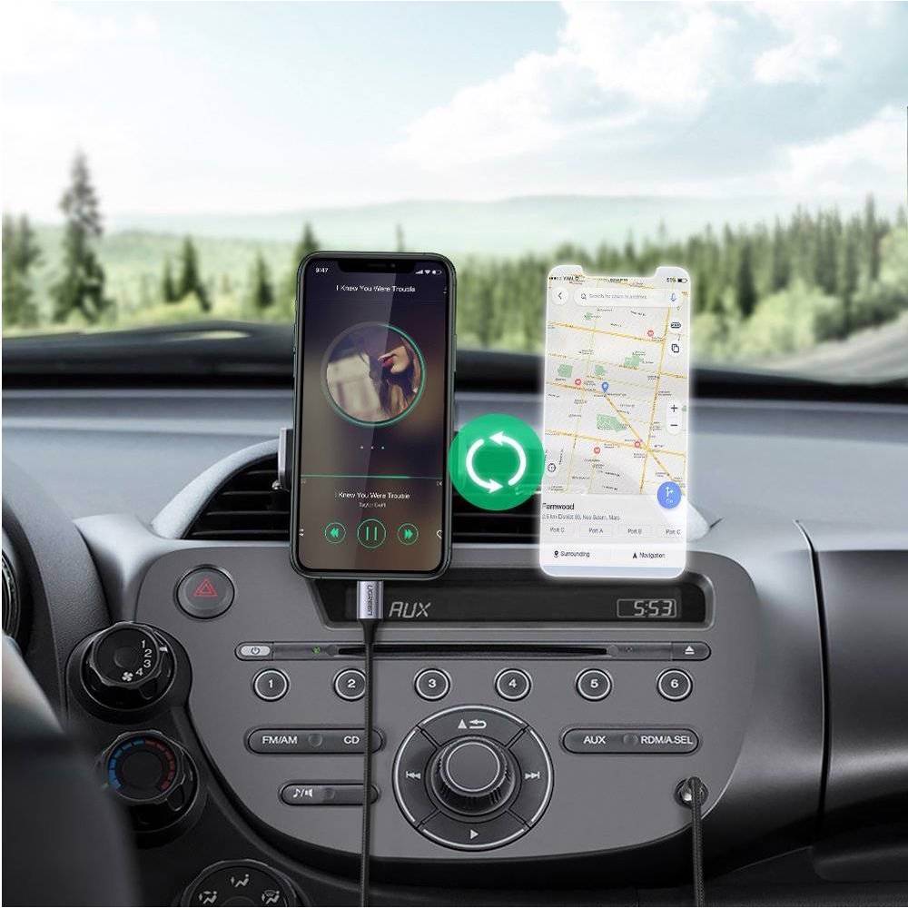 აუდიო კაბელი UGREEN US315 (70509), Lightning To 3.5mm Aux Cable, 1m, Gray/Black - Image 7