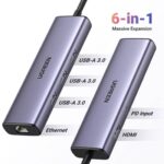 USB-C ჰაბი UGREEN CM512 (15598), Type-C, USB, HDMI, Lan, PD, Hub, Grey - Image 2