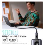 USB კაბელი UGREEN Uno L509 (35512), 100W, Type-C to Type-C, 2M, Black/Grey - Image 5
