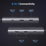 USB-C ჰაბი UGREEN CM498 (15852) Revodok 206, 2xHDMI, USB, Type-C, HUB, Grey - Image 5