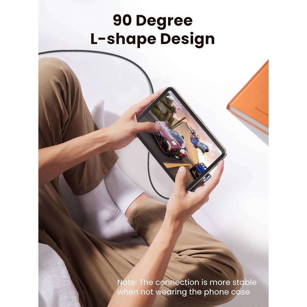 USB კაბელი UGREEN US323 (70531), 60W, Right Angle type-C to type-C Angled, 2m, Black/Grey - Image 3