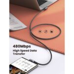 USB კაბელი UGREEN US323 (70531), 60W, Right Angle type-C to type-C Angled, 2m, Black/Grey - Image 5