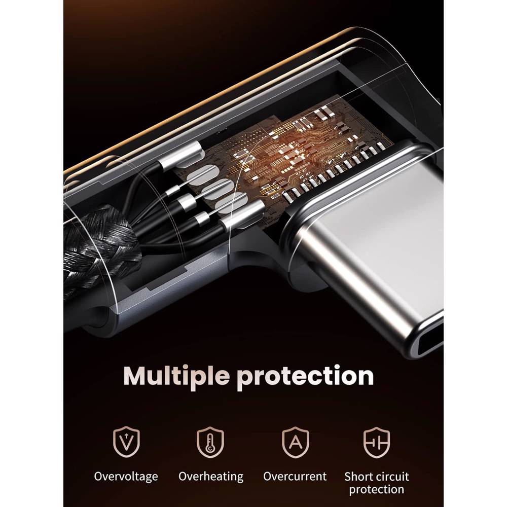 USB კაბელი UGREEN US323 (70531), 60W, Right Angle type-C to type-C Angled, 2m, Black/Grey - Image 6