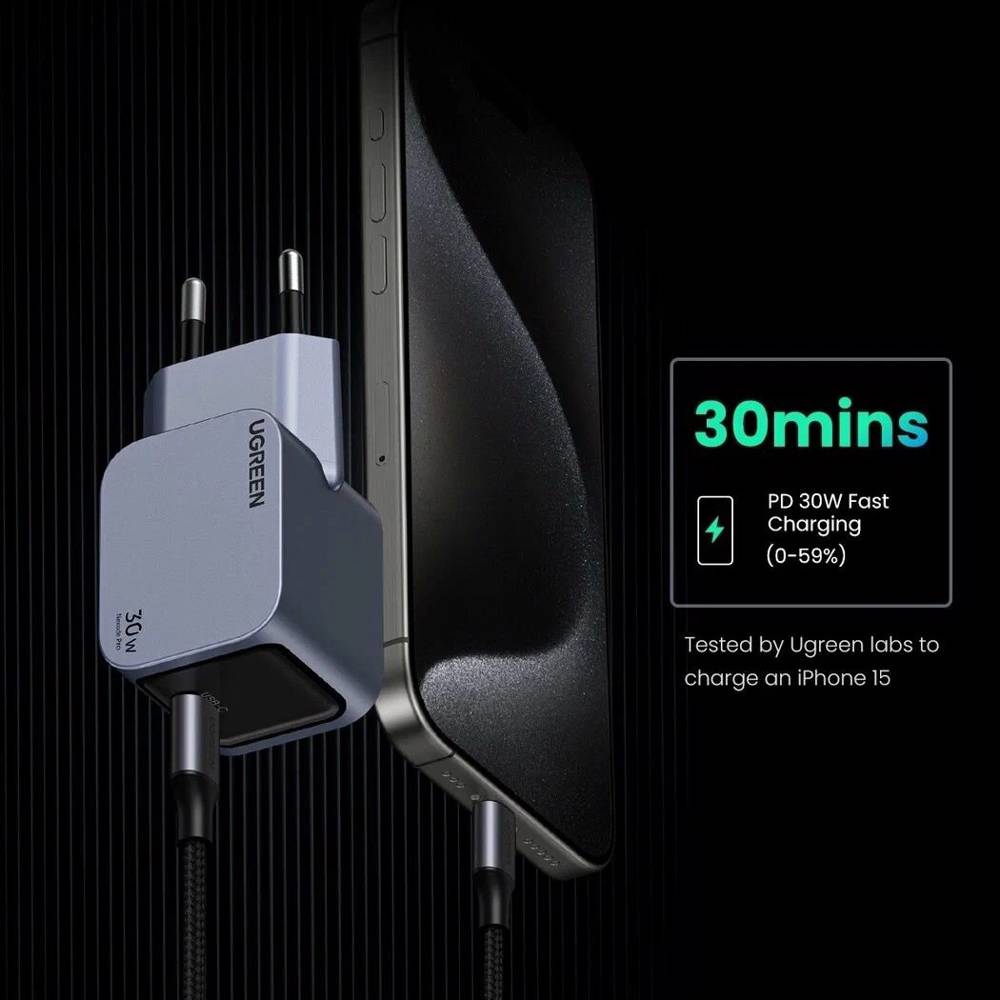 მობილურის დამტენი UGREEN X703 (35006) Nexode Pro, 30W, Type-C, Grey - Image 9