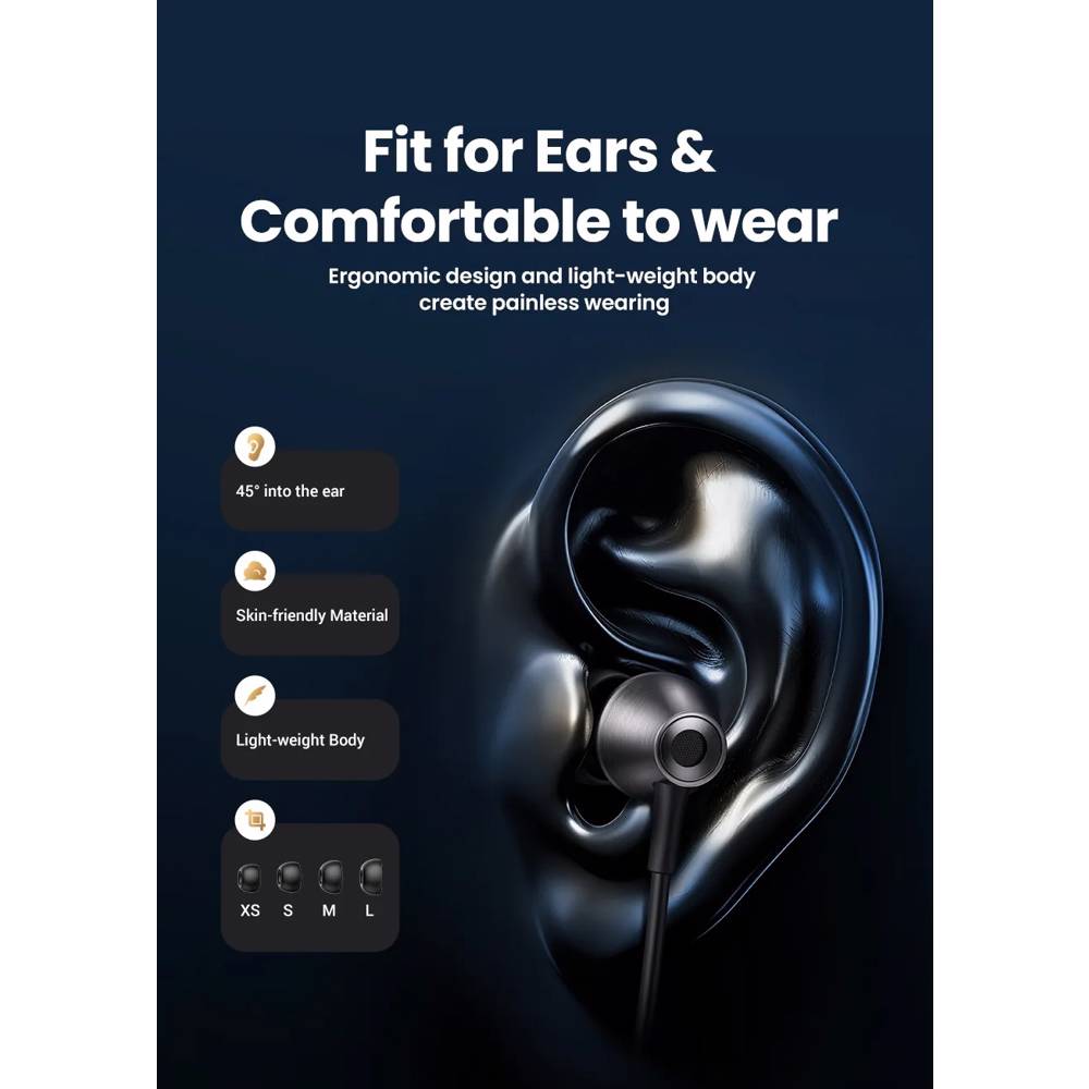 ყურსასმენი UGREEN EP105 (35754), In-Ear Headphones, Wired, Type-C, Black - Image 3