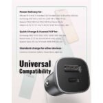 მანქანის დამტენი UGREEN CD130 (30780), 24W, USB, Type-c, Space Grey - Image 3