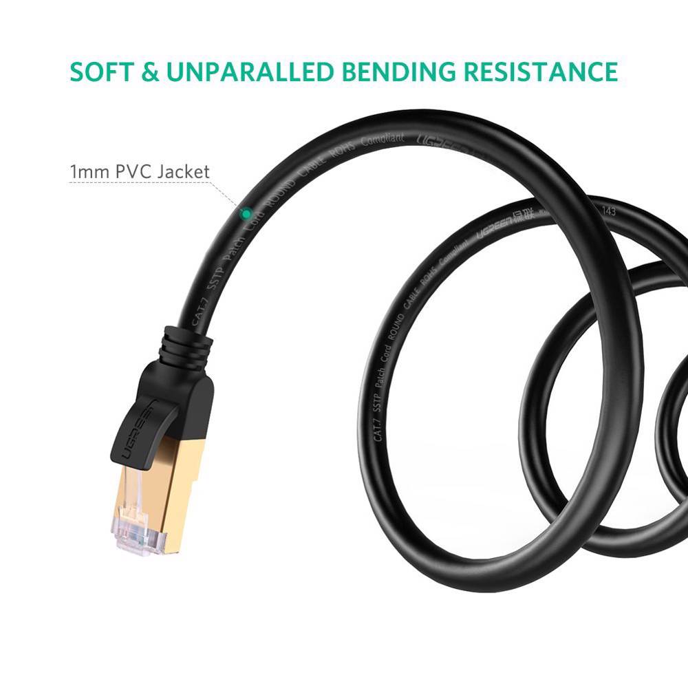 ქსელის კაბელი UGREEN NW107 (11271), Cat7 STP Ethernet Patch Cord Lan Cable, 5m, Black - Image 5