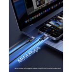 USB კაბელი UGREEN L513 (45067), 240W, Type-C to Type-C PD Fast Charging Cable, 1m, Space Gray - Image 2