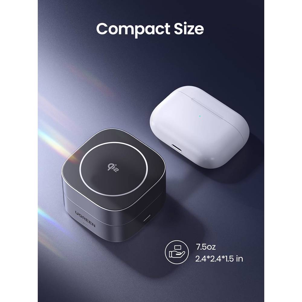 უსადენო დამტენი UGREEN W702 (35316) MagFlow Qi2, 25W, Magnetic Foldable Charging Station, Dark Gray - Image 3