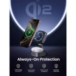 უსადენო დამტენი UGREEN W702 (35316) MagFlow Qi2, 25W, Magnetic Foldable Charging Station, Dark Gray - Image 6