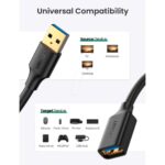 USB დამაგრძელებელი UGREEN US129 (30127), USB 3.0 Male to USB Female, Extension Male Cable, 3m, Black - Image 3