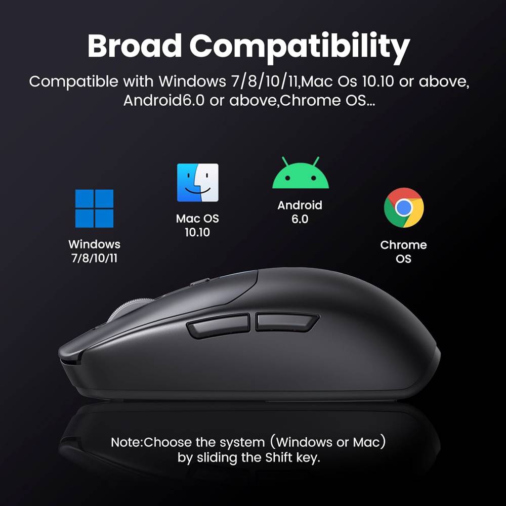 მაუსი UGREEN MU103 (90539), Wireless, 2.4GHz, Bluetooth, USB, Mouse, Black - Image 8