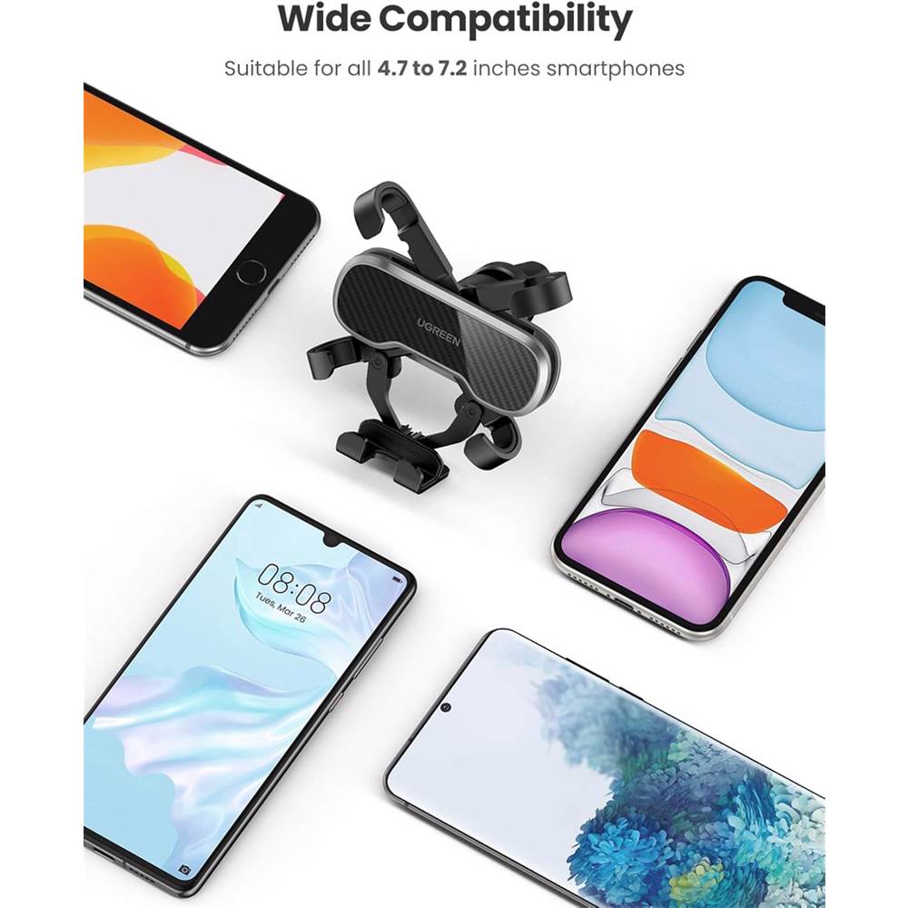 მობილურის დამჭერი UGREEN LP228 (80539), Gravity Phone Holder For Car, Black - Image 3