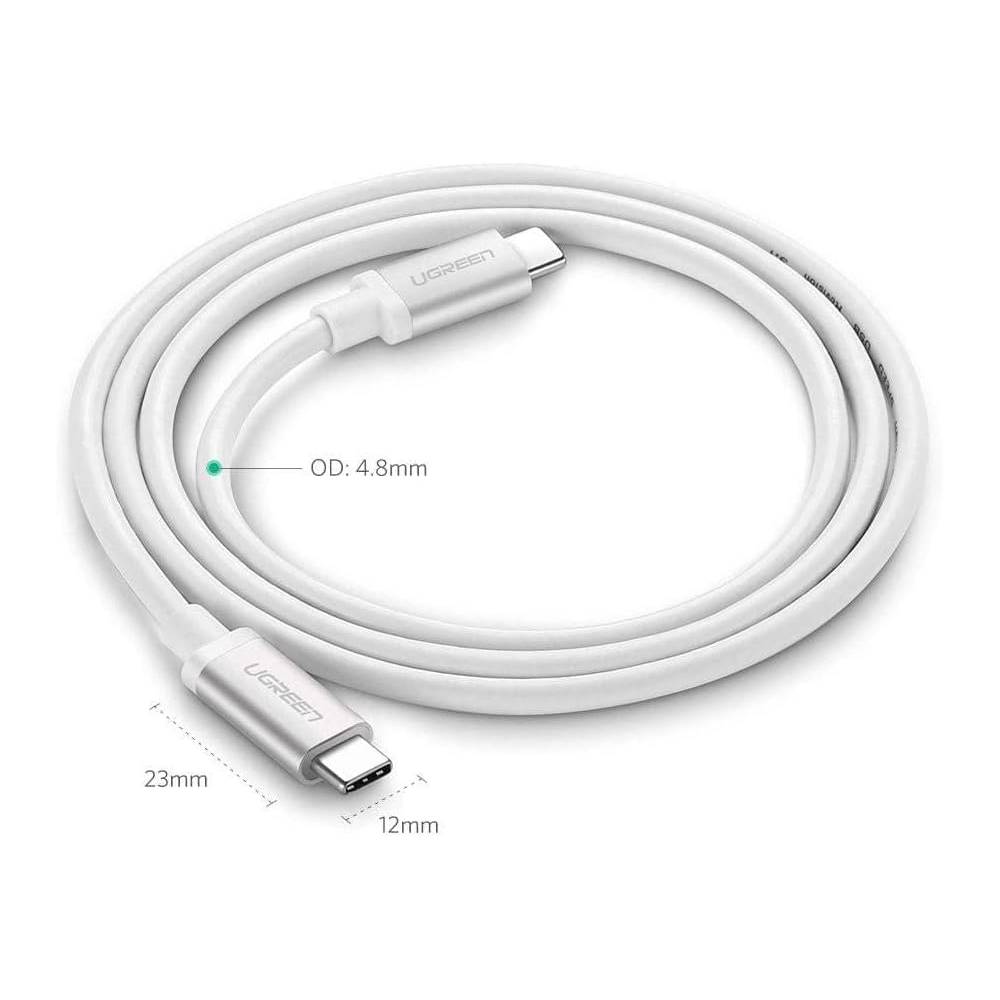 USB კაბელი UGREEN US264 (60520), 60W, Type C 2.0 Male To Male Cable, 2m, White - Image 3