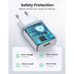 მობილურის დამტენი UGREEN CD122 (10133), 18W, USB Fast Charger, White - Image 6