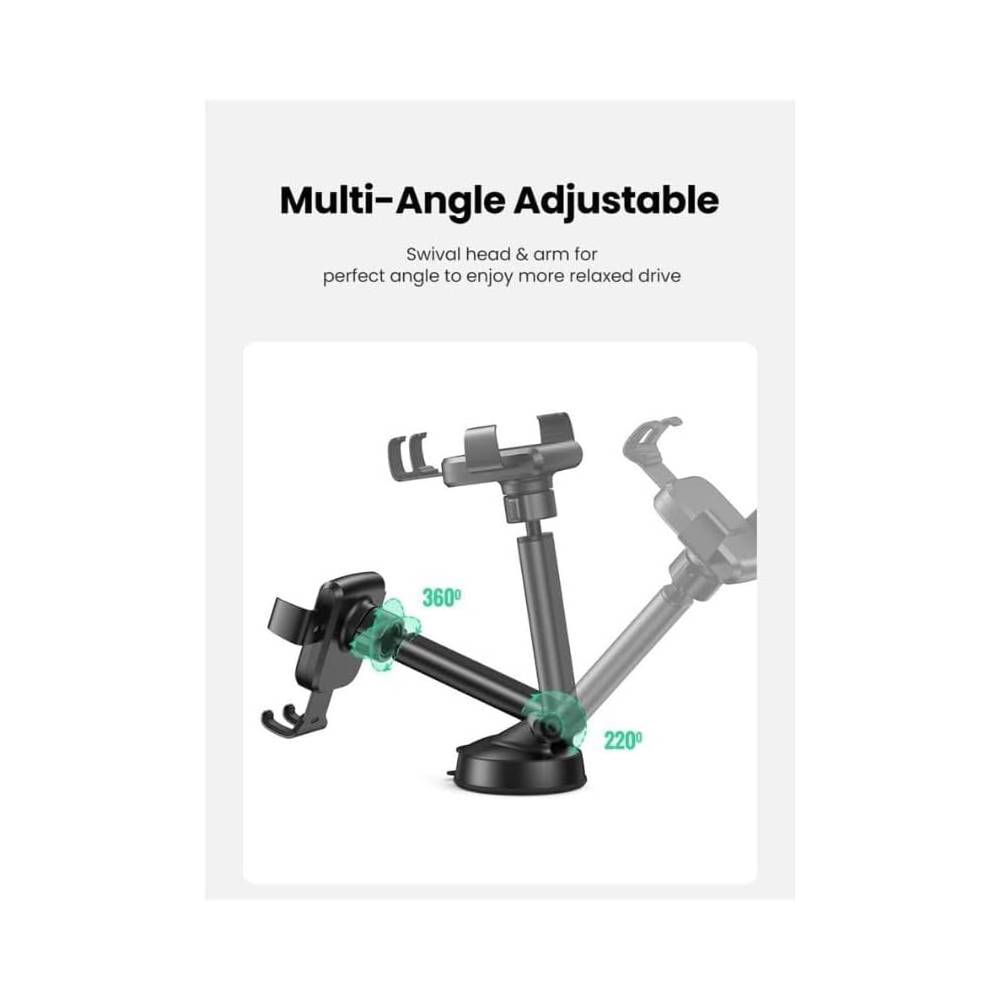 მობილურის დამჭერი UGREEN LP200 (60990B), Gravity Phone Holder With Suction Cup, Black - Image 4
