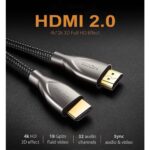 HDMI კაბელი UGREEN 50108, 4K, 2.0 HDMI to HDMI Carbon Fiber Zinc Alloy Cable, 2m, Grey - Image 4