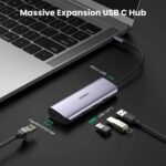 USB-C ჰაბი UGREEN 60718, Type-C, USB, RJ45, Micro USB, Grey - Image 2
