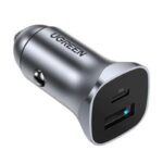 მანქანის დამტენი UGREEN CD130 (30780), 24W, USB, Type-c, Space Grey