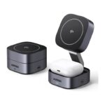 უსადენო დამტენი UGREEN W702 (35316) MagFlow Qi2, 25W, Magnetic Foldable Charging Station, Dark Gray
