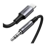 აუდიო კაბელი UGREEN US315 (70509), Lightning To 3.5mm Aux Cable, 1m, Gray/Black