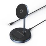 უსადენო დამტენი UGREEN CD317 (90668), 2-in-1 MagSafe Magnetic Wireless Charger, Black/Blue