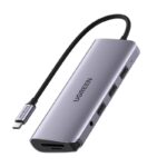 USB-C ჰაბი UGREEN CM512 (15598), Type-C, USB, HDMI, Lan, PD, Hub, Grey
