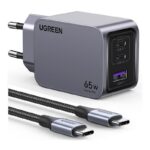 მობილურის დამტენი UGREEN X755 (25871) Nexode Pro, 65W, USB, Type-C with Type-c Cable 1.5m, Grey
