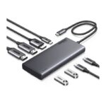 USB-C ჰაბი UGREEN CM639 (35625) Revodok 308, HDMI, DP, Type-C, USB-A, PD, Grey