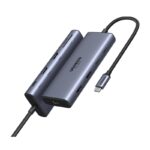 USB-C ჰაბი UGREEN CM639 (45380), HDMI, Type-C, USB-A, RJ45, SD/TF, Grey