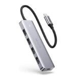USB-C ჰაბი UGREEN CM219 (70336) 4-Port USB, Type-C Power Supply, Silver