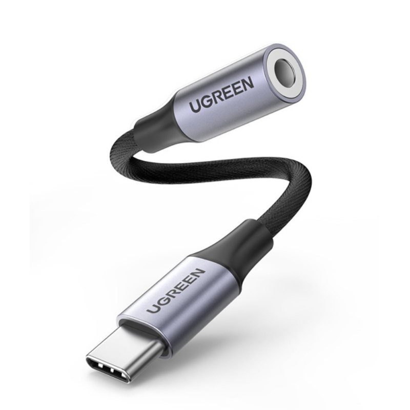 ugreen 80154 აუდიო ადაპტერი UGREEN 80154, Type-C to Aux 3.5mm Female Audio Adapter, 10cm, Space Gray - Image 1