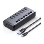USB ჰაბი UGREEN CM481 (90307) USB 3.0 Hub With 7 Ports USB-A 12V 2A, Gray