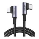 USB კაბელი UGREEN US323 (70531), 60W, Right Angle type-C to type-C Angled, 2m, Black/Grey