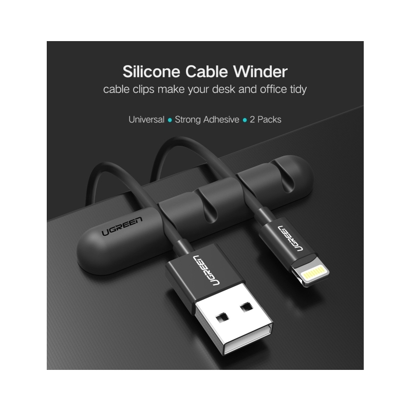 ugreen 30762 (1) კაბელ მენეჯერი UGREEN LP114 (30762), Cable Organizer 2 Pack, Black - Image 2