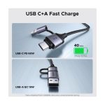 აუდიო ადაპტერი და დამტენი UGREEN CM772 (45009), 60W, 2-in-1 Audio Charger Adapter And AUX, 1.5m, Black/Grey - Image 2